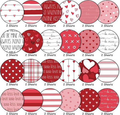 JarThenaAMCS 48 Sheets Valentine Pattern Paper Red Pink Love Heart Doodle Scrapbook Specialty Paper Double Sided Decorative Art Paper For DIY Crafts, 6 x 6 Inch in Saudi Arabia