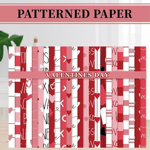 JarThenaAMCS 48 Sheets Valentine Pattern Paper Red Pink Love Heart Doodle Scrapbook Specialty Paper Double Sided Decorative Art Paper For DIY Crafts, 6 x 6 Inch in Saudi Arabia
