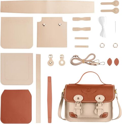 WADORN DIY PU Leather Shoulder Bag Making Set, PU Leather Material Craft Tool Set Woman Handmade Satchel Handbag Making Kit 16x6.5x20cm for Handmade Craft Bag Making Accessories, Sienna in Saudi Arabia