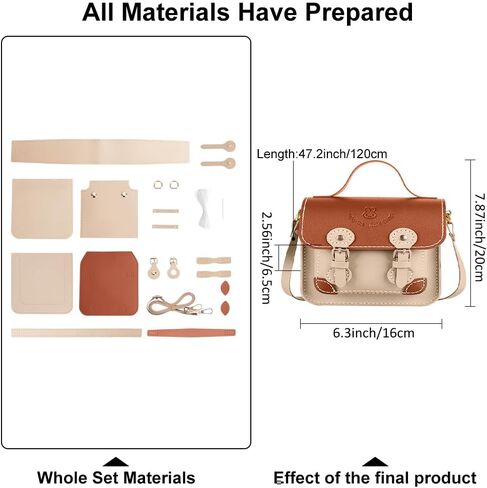 WADORN DIY PU Leather Shoulder Bag Making Set, PU Leather Material Craft Tool Set Woman Handmade Satchel Handbag Making Kit 16x6.5x20cm for Handmade Craft Bag Making Accessories, Sienna in Saudi Arabia