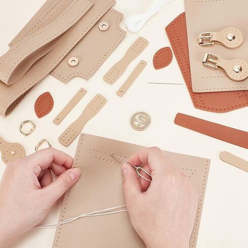 WADORN DIY PU Leather Shoulder Bag Making Set, PU Leather Material Craft Tool Set Woman Handmade Satchel Handbag Making Kit 16x6.5x20cm for Handmade Craft Bag Making Accessories, Sienna in Saudi Arabia