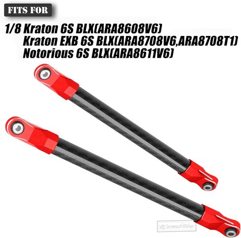 RC Brace Tube w/Ball Cup Upgrades Part for 1/8 Kraton/Notorious 6S BLX,Carbon Fibre Brace Tube & 7075 Aluminium Ball Cup & Balls,Replace #ARA320501#ARA320762#ARA320763,Red in Saudi Arabia