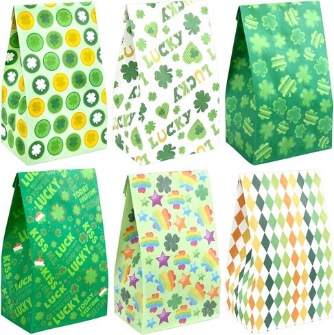 Fancy Land St Patrick's Day Paper Gift bag Shamrock Treat Bags Goodie Bags for Party Favors 24 Pack in Saudi Arabia