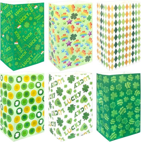 Fancy Land St Patrick's Day Paper Gift bag Shamrock Treat Bags Goodie Bags for Party Favors 24 Pack in Saudi Arabia