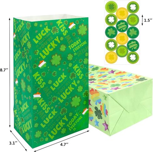 Fancy Land St Patrick's Day Paper Gift bag Shamrock Treat Bags Goodie Bags for Party Favors 24 Pack in Saudi Arabia