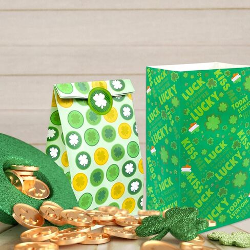 Fancy Land St Patrick's Day Paper Gift bag Shamrock Treat Bags Goodie Bags for Party Favors 24 Pack in Saudi Arabia