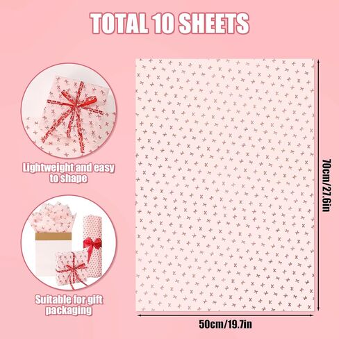 10 Sheets Pink Bow Wrapping Paper, Cute Beautiful Bow Tissue Paper Coquette Bow Knot Gift Wrap Paper Craft Paper for Birthday Wedding Christmas Valentines Gift Bags Packaging (27.6x19.7 Inch) in Saudi Arabia