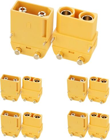 5 أزواج من موصلات Amass XT90PW للذكور والإناث، مطلية بالذهب لبطارية RC/الطائرات/السيارات (أصفر) in Saudi Arabia
