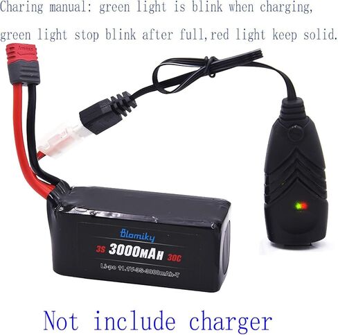 Blomiky 1 Pack 11.1V 3S 3000mAh 33.3Wh Lithium-Polymer T Plug Battery with XT60 Converter and Cables for Some 1/8 1/10 1/12 1/14 Scales Reomte Control Vehicles Tucks / 3S 3000mAh T 1 in Saudi Arabia