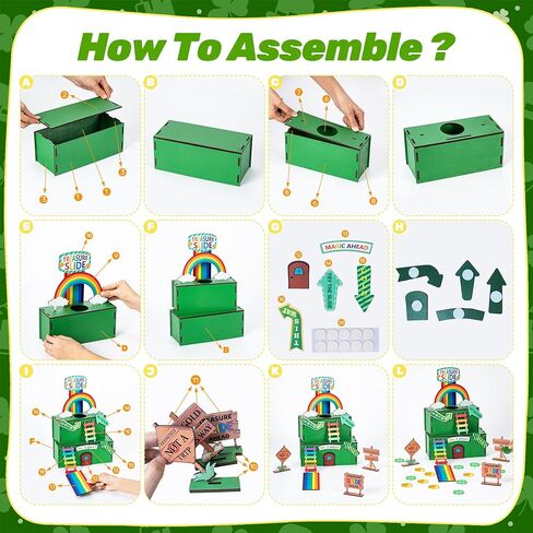 Nurcazo Leprechaun Trap Kit for Kids – St. Patrick’s Day Wooden DIY Craft Set, Build Your Own Treasure Slide Trap with Rainbow, Coins & Signs, STEM Activity for Classroom & Home in Saudi Arabia