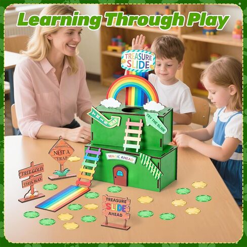 Nurcazo Leprechaun Trap Kit for Kids – St. Patrick’s Day Wooden DIY Craft Set, Build Your Own Treasure Slide Trap with Rainbow, Coins & Signs, STEM Activity for Classroom & Home in Saudi Arabia