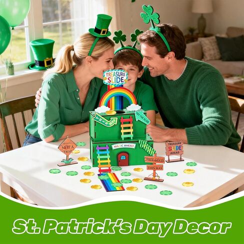 Nurcazo Leprechaun Trap Kit for Kids – St. Patrick’s Day Wooden DIY Craft Set, Build Your Own Treasure Slide Trap with Rainbow, Coins & Signs, STEM Activity for Classroom & Home in Saudi Arabia