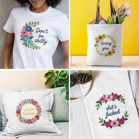 مجموعة INFUNLY مكونة من 6 قطع من إكليل التطريز للمبتدئين، مجموعات تطريز DIY ملهمة للبالغين الذين يحبونك مجموعة إبرة مختومة مع تعليمات خطوة بخطوة، خيوط هدية لمحبي الحرف اليدوية in Saudi Arabia