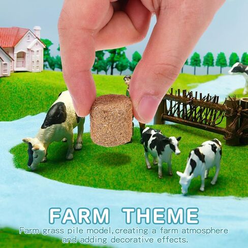 Angoily مصغرة القش بالة نموذج الملحقات 4 قطع صغيرة جولة بالات القش لدمى مزرعة المشهد الديكور لعبة بالات للحزب الغربي عيد الميلاد الخريف الحصاد in Kuwait
