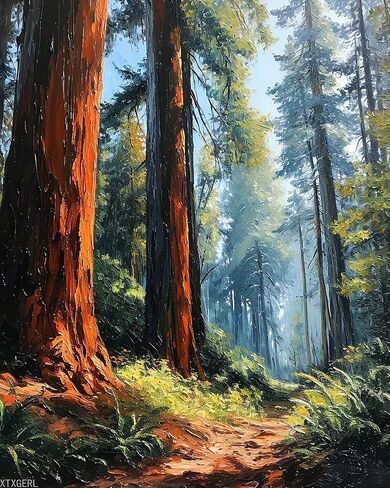 XTXGERL Paint by Number for Adults, Majestic Redwood Canopy, Oil Painting for Beginner Students, DIY Acrylic Painting Kit for Room Decor Gift 16x20 Inch in Saudi Arabia