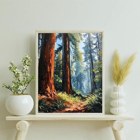 XTXGERL Paint by Number for Adults, Majestic Redwood Canopy, Oil Painting for Beginner Students, DIY Acrylic Painting Kit for Room Decor Gift 16x20 Inch in Saudi Arabia
