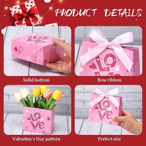 FUQUUON 30 Pack Small Valentines Day Gift Bags with Bow Ribbon， Heart Shaped Treat Bag for Wedding Holiday Party Gift Giving，5.5x4.7x2.5 inch Goodies Bags for Classroom Exchange Prizes in Saudi Arabia