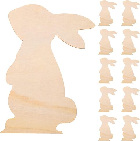 10Pcs Large Easter Cutouts Unfinished Wooden Bunny Slices Blank Wood Rabbit Ornament for Painting Spring Decor Easter Party DIY Crafts in Saudi Arabia