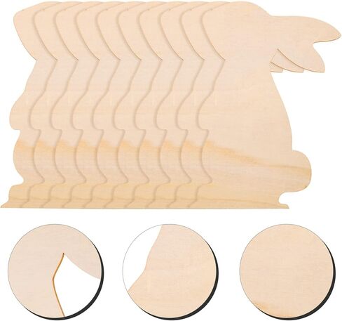 10Pcs Large Easter Cutouts Unfinished Wooden Bunny Slices Blank Wood Rabbit Ornament for Painting Spring Decor Easter Party DIY Crafts in Saudi Arabia