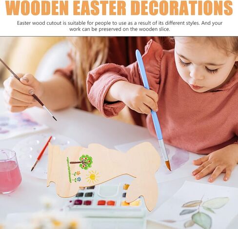 10Pcs Large Easter Cutouts Unfinished Wooden Bunny Slices Blank Wood Rabbit Ornament for Painting Spring Decor Easter Party DIY Crafts in Saudi Arabia