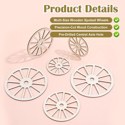 12PCS 3 Sizes Unfinished Wood Wheel, 4.9/3.9/2.9in Blank Wood Slices Wooden Wagon Wheel Decor 0.1in Thick Wooden Wheels for Crafts for DIY Craft Painting Drawing Home Party Decoration in Saudi Arabia