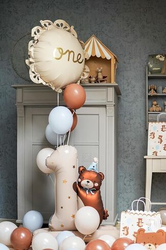 Balloon 1st Birthday with Teddy Bear PartyDeco 32x28 Inch Number One Foil Balloon for First Baby Birthday Supplies, 1 Year Old Baby, 1st Party Decor Number 1 Pastel Colours in Saudi Arabia