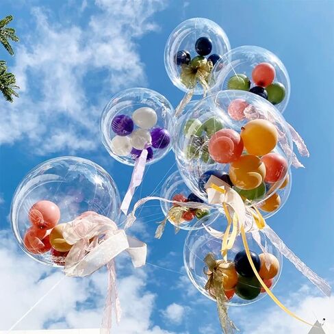 10Pcs Pre Stretched Extra Wide Mouth BoBo Balloons, 30 Inch Large Clear Stuffing Ball, Giant Transparent Balloons for Valentine's Day/Baby Shower/Christmas/Wedding/Birthday Party Decoration in Saudi Arabia