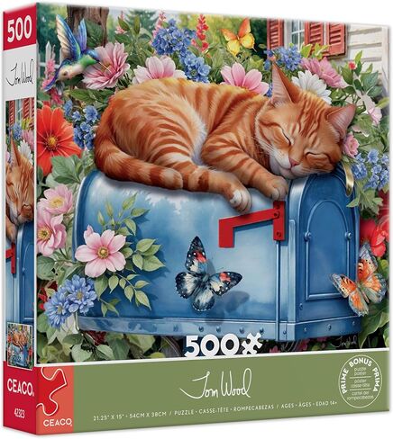 Ceaco - Tom Wood - Cat Nap - 500 Piece Jigsaw Puzzle - Relaxing and Fun Activity for Adults in Saudi Arabia