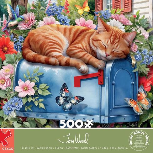 Ceaco - Tom Wood - Cat Nap - 500 Piece Jigsaw Puzzle - Relaxing and Fun Activity for Adults in Saudi Arabia