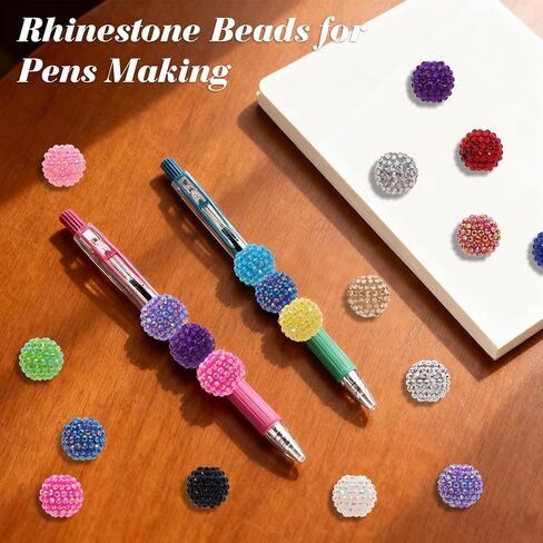 20mm Rhinestone Beads for Pens 20pcs Chunky Bling Glitter Bubblegum Large Spacer Beads for Beaded Pens Focal Bead for DIY Pens Keychain Making in Saudi Arabia