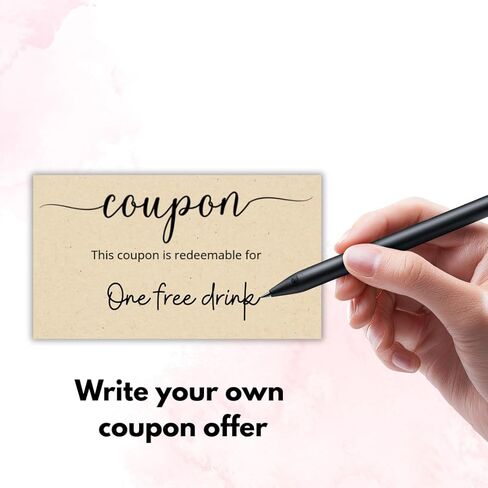 Blank Coupon Cards | Kraft Tan | 3.5x2 Inch | 50 Pack | DIY Gift Certificate, Vouchers for Present, Holiday, Valentines Simple Redeemable in Kuwait