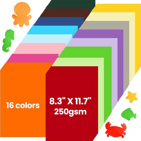 480 قطعة من الورق السميك من شركةthenshop، 16 لونًا متنوعًا 250 جرامًا للمتر المربع 8.3 × 11.7 A4، بناء ثقيل الوزن وسميك على الوجهين، ورق ملون مطبوع من أجل صناعة القصاصات الفنية بنفسك، حفلة مدرسية in Saudi Arabia