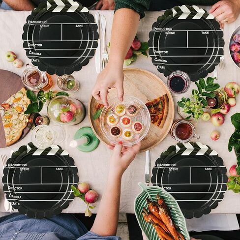 50 قطعة من أطباق ورقية على شكل صدفة ليلية للأفلام - أطباق حلوى مسرح الأفلام مقاس 7 بوصة لمستلزمات تزيين الكيك وسلطة الفاكهة للاستعمال مرة واحدة لحفلات أعياد الميلاد وحفلات هوليوود، تخدم 50 شخصًا in Kuwait