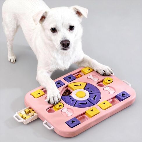Interactive Dog Puzzle Toy & Slow Feeder, Enrichment Toy for IQ Training and Brain Stimulation, Mentally Stimulating Gift for Large, Medium, and Small Dogs (Pink) in Saudi Arabia