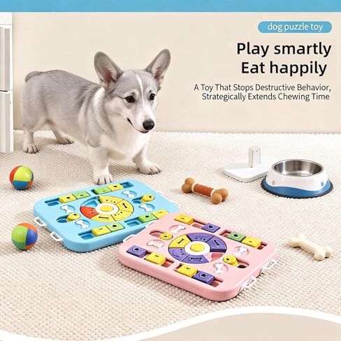 Interactive Dog Puzzle Toy & Slow Feeder, Enrichment Toy for IQ Training and Brain Stimulation, Mentally Stimulating Gift for Large, Medium, and Small Dogs (Pink) in Saudi Arabia