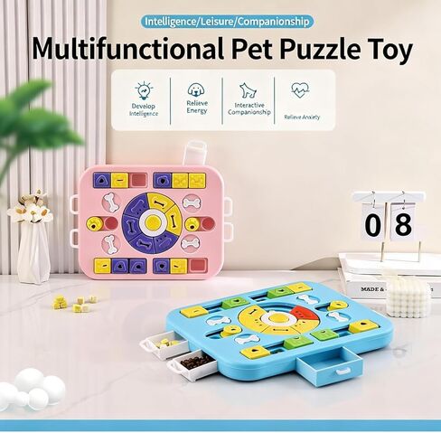 Interactive Dog Puzzle Toy & Slow Feeder, Enrichment Toy for IQ Training and Brain Stimulation, Mentally Stimulating Gift for Large, Medium, and Small Dogs (Pink) in Saudi Arabia