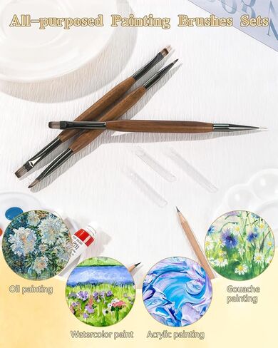 EORTA 3 Pcs Dual Tip Travel Watercolor Brushes, 6 Tips Professional Nylon Paint Brush for Artist Acrylic Oil Gouache Watercolor Ink Oil Tempera Body Detailing Nail Art, 6 Different Brush Heads in Saudi Arabia