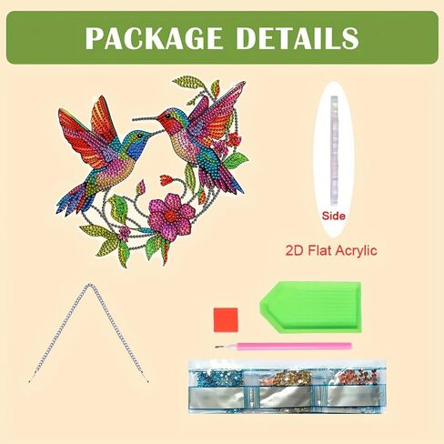 DIY Diamond Painting Kit, Hummingbird and Flower Diamond Art Hanging, Irregular Shaped Crystal Sun Catcher, Unique Holiday Room and Wall Decoration, Ideal Housewarming Gift in Saudi Arabia