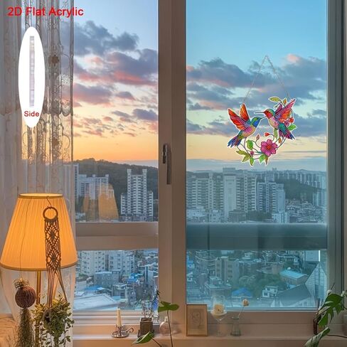 DIY Diamond Painting Kit, Hummingbird and Flower Diamond Art Hanging, Irregular Shaped Crystal Sun Catcher, Unique Holiday Room and Wall Decoration, Ideal Housewarming Gift in Saudi Arabia
