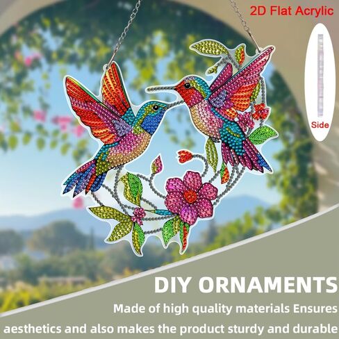 DIY Diamond Painting Kit, Hummingbird and Flower Diamond Art Hanging, Irregular Shaped Crystal Sun Catcher, Unique Holiday Room and Wall Decoration, Ideal Housewarming Gift in Saudi Arabia