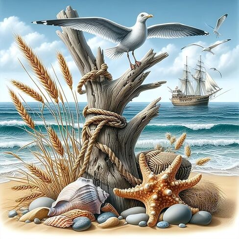 WSLWXSHM Diamond Painting Kits for Adults Seaside Scenery, Seagull Round Full Drill Diamond Art Kits, 5D DIY Paint with Diamonds Crafts for Home Wall Decoration Gifts 12×12Inch, Bird in Saudi Arabia
