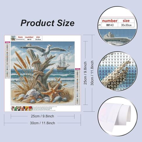 WSLWXSHM Diamond Painting Kits for Adults Seaside Scenery, Seagull Round Full Drill Diamond Art Kits, 5D DIY Paint with Diamonds Crafts for Home Wall Decoration Gifts 12×12Inch, Bird in Saudi Arabia