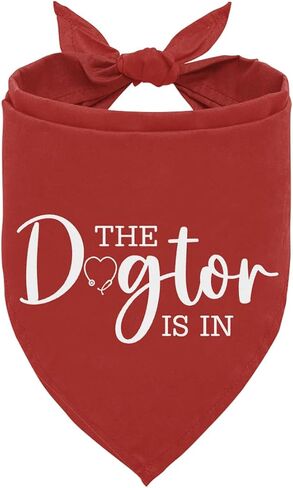 The Dogtor is in Dog Bandana, Funny Cute Therapy Dog Bandana, for Dogs Lovers, Pet Scarf Accessories for Small Medium Dogs Cats Photo Prop, Red Pet Triangle Scarf in Saudi Arabia