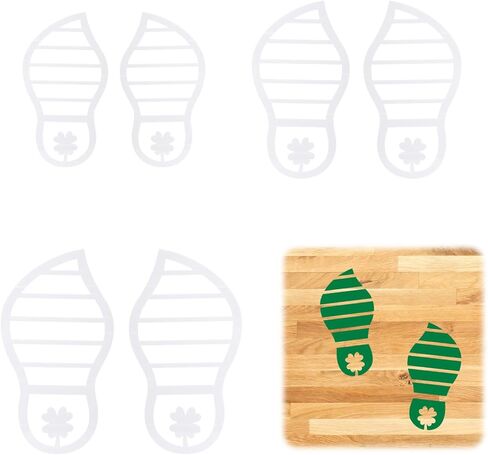 6pcs St Patricks Footprint Template, 3 Size Leprechaun Stencils with Shamrock Pattern St. Patrick's Day Decorations for Home Party Floor Windows Decor in Saudi Arabia