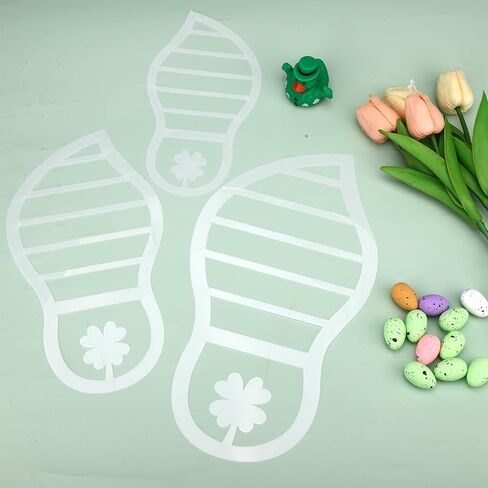 6pcs St Patricks Footprint Template, 3 Size Leprechaun Stencils with Shamrock Pattern St. Patrick's Day Decorations for Home Party Floor Windows Decor in Saudi Arabia