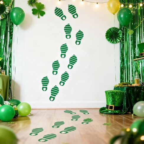 6pcs St Patricks Footprint Template, 3 Size Leprechaun Stencils with Shamrock Pattern St. Patrick's Day Decorations for Home Party Floor Windows Decor in Saudi Arabia