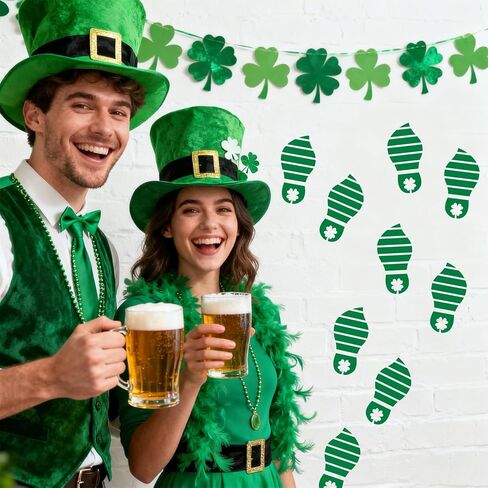 6pcs St Patricks Footprint Template, 3 Size Leprechaun Stencils with Shamrock Pattern St. Patrick's Day Decorations for Home Party Floor Windows Decor in Saudi Arabia