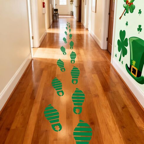 6pcs St Patricks Footprint Template, 3 Size Leprechaun Stencils with Shamrock Pattern St. Patrick's Day Decorations for Home Party Floor Windows Decor in Saudi Arabia