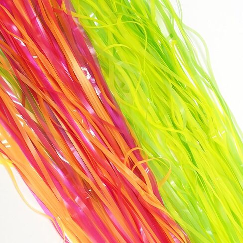 Glow in The Dark Tinsel Curtains 4 Pack - Neon Party Decorations 3.3x6.6ft UV Reactive Fluorescent Macaron Backdrop for Neon, Pride, Birthday Decor, Double Colors & Quantity, Pre-Taped, Waterproof in Saudi Arabia