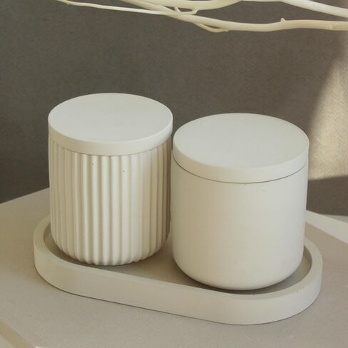 Silicone Jar Molds with Lids & Wooden Rings – Set of 2 Candle Jars for Plaster, Cement & Resin – Perfect Smooth Containers for Candle Making & Home Décor - Form Me™ in Saudi Arabia